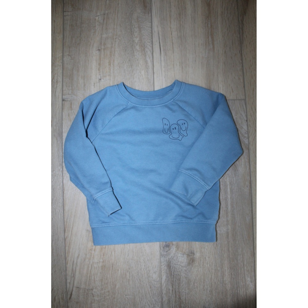 Cat & Jack Toddler Blue Good Okay Cool Ghost Graphic Raglan Sweatshirt 2T